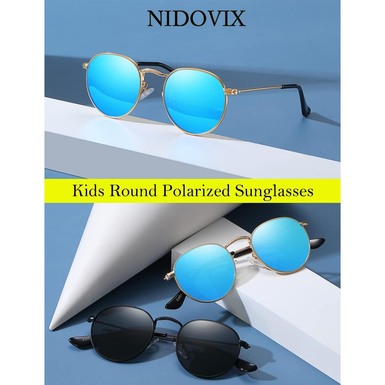 Gafas de sol polarizadas NIDOVIX para niños UV400 - A1 Oro/Gris