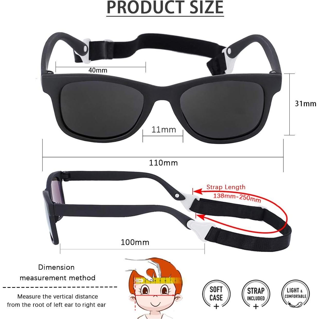 Gafas de Sol MAXJULI para Bebés 0-24 Meses UV400 Ajustables