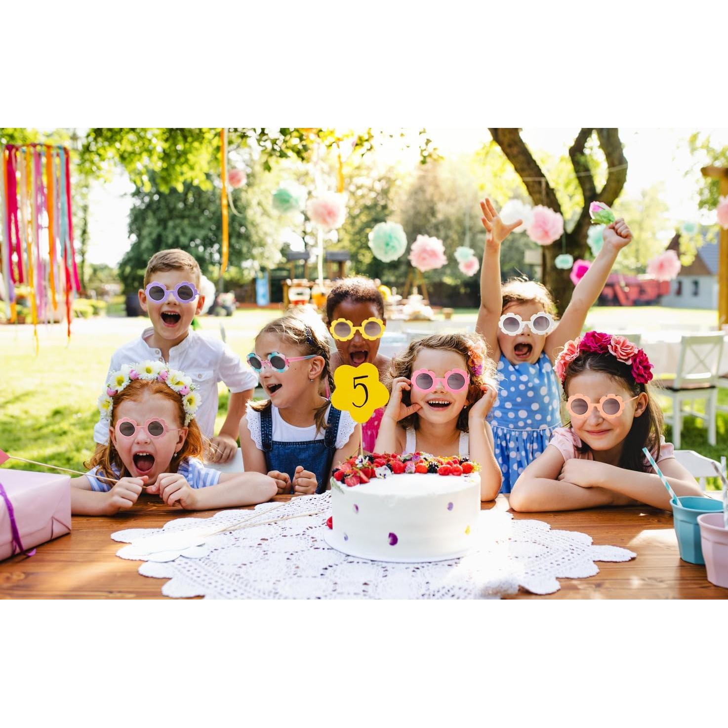 Gafas de Sol Redondas para Niñas - 2 Piezas con Flores