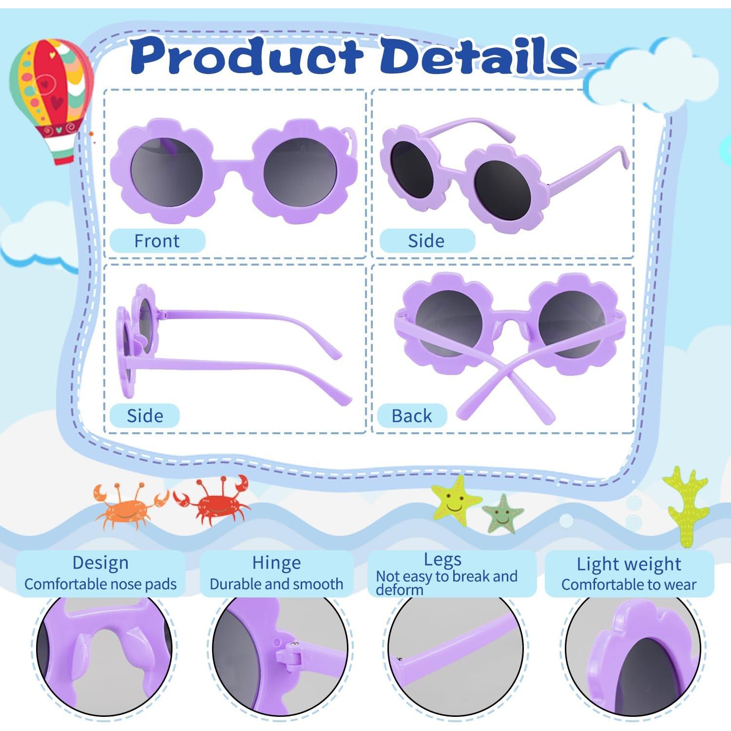 Gafas de Sol Redondas para Niñas - 2 Piezas con Flores