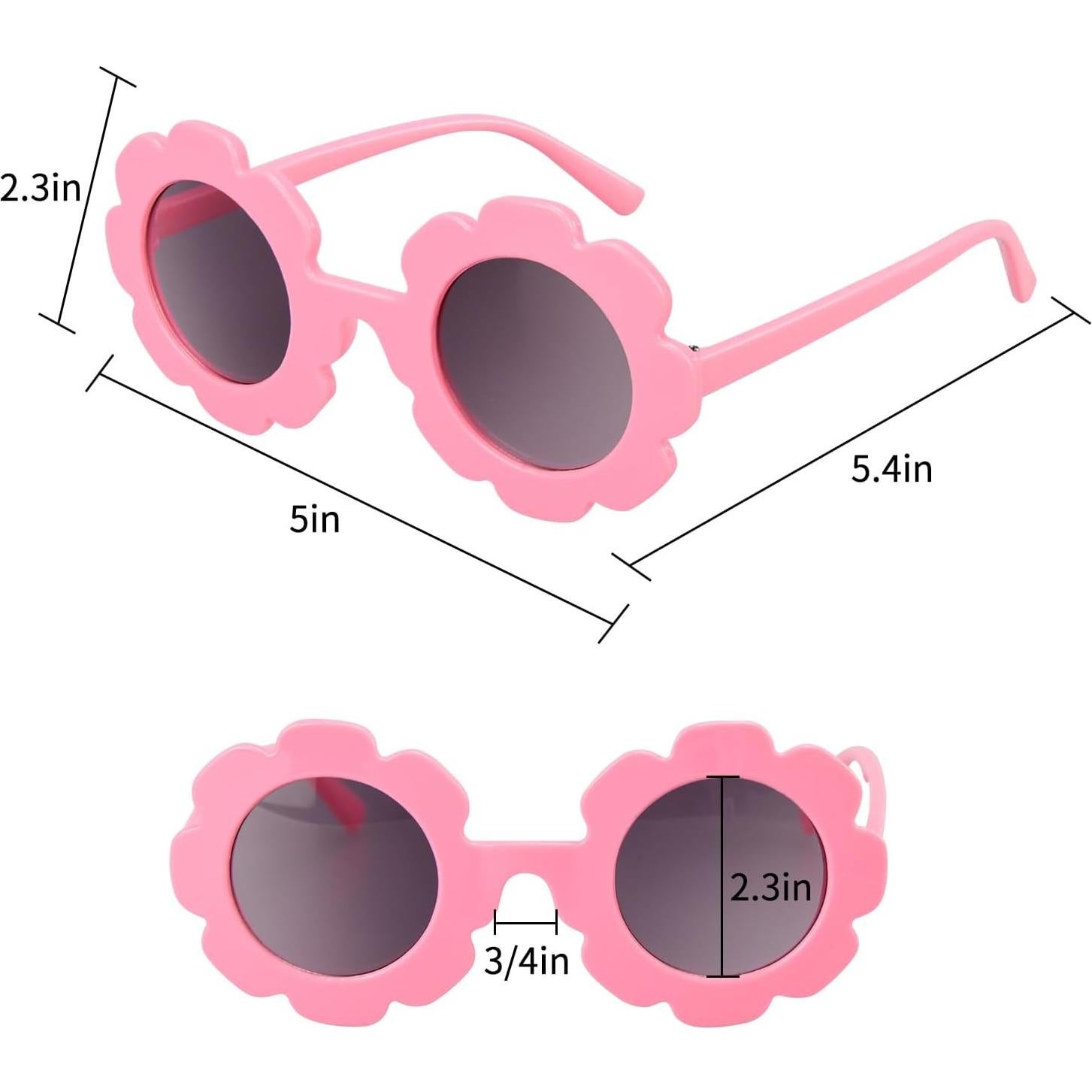Gafas de Sol Redondas para Niñas - 2 Piezas con Flores