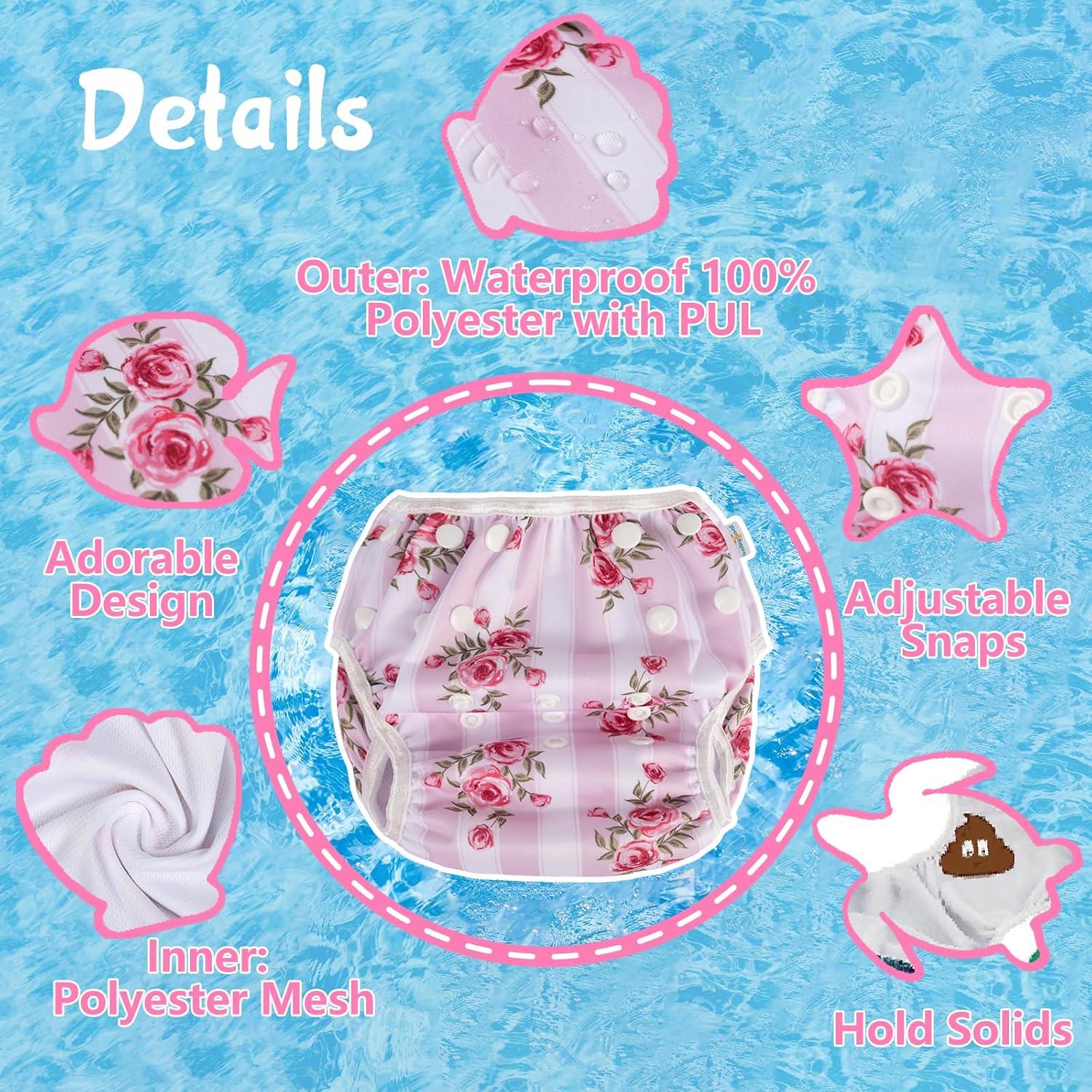 Pañales de Natación Reutilizables Babygoal 3 Paquetes 8M-3T