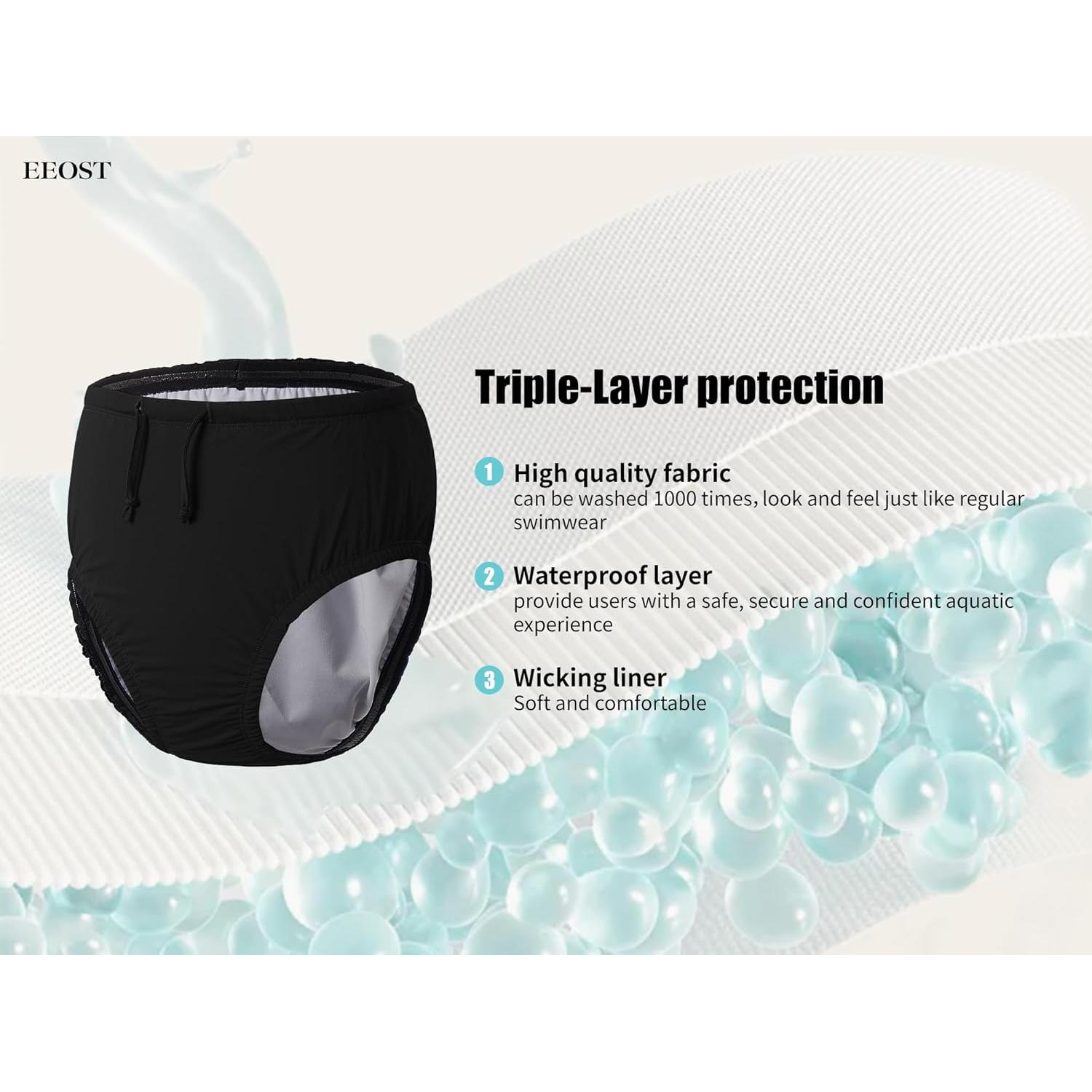 Pañales de Natación Reutilizables EEOST 10-12T Negro