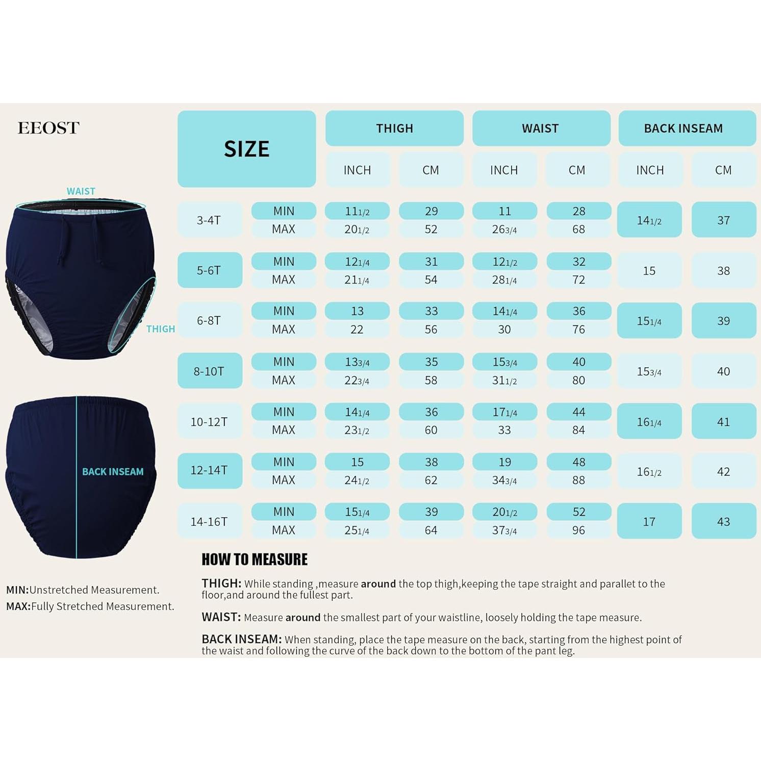 Pañales de Natación Reutilizables EEOST 10-12T Negro