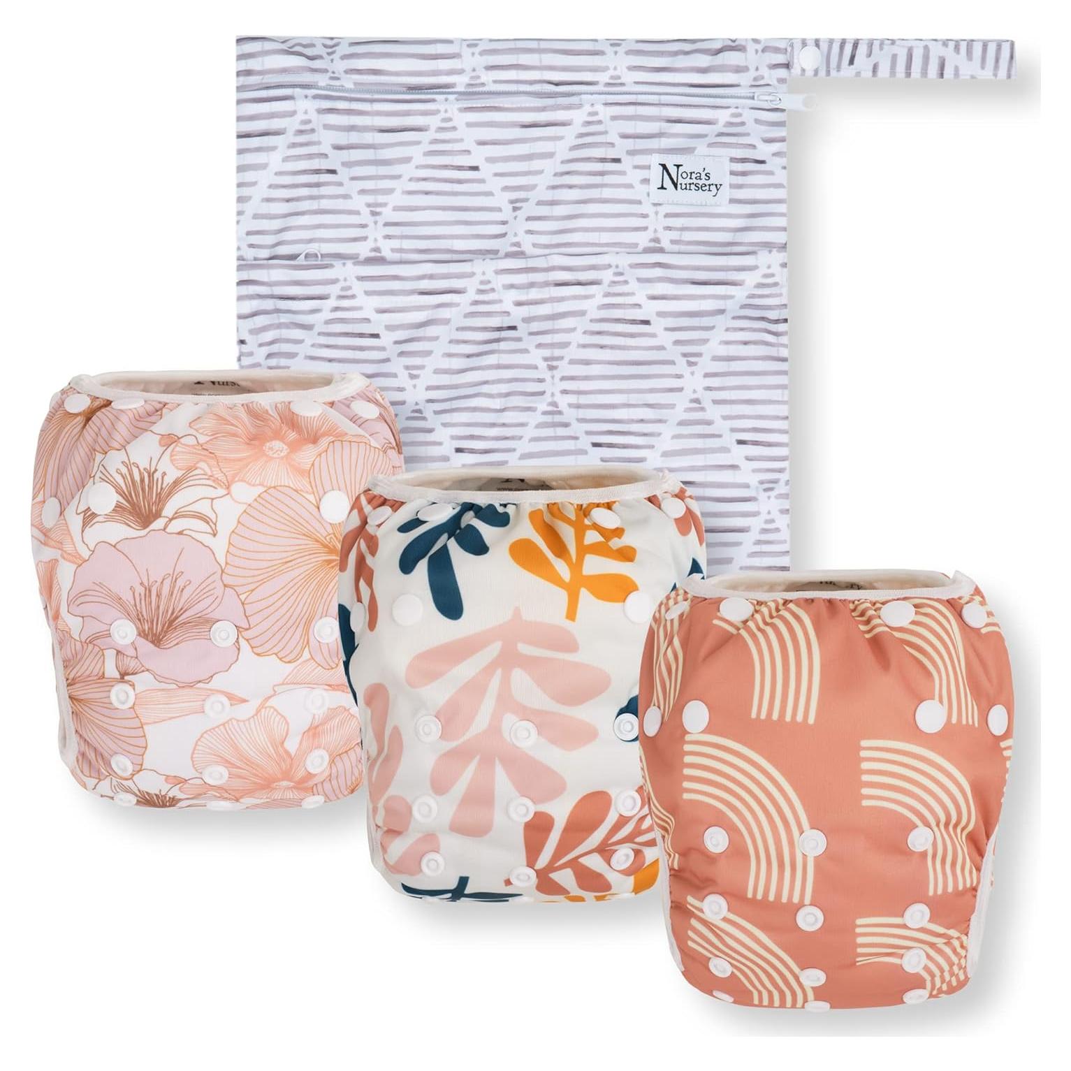 Paquete de 3 Pañales de Natación Reutilizables Nora's Nursery - Talla Única Ajustable Tropical