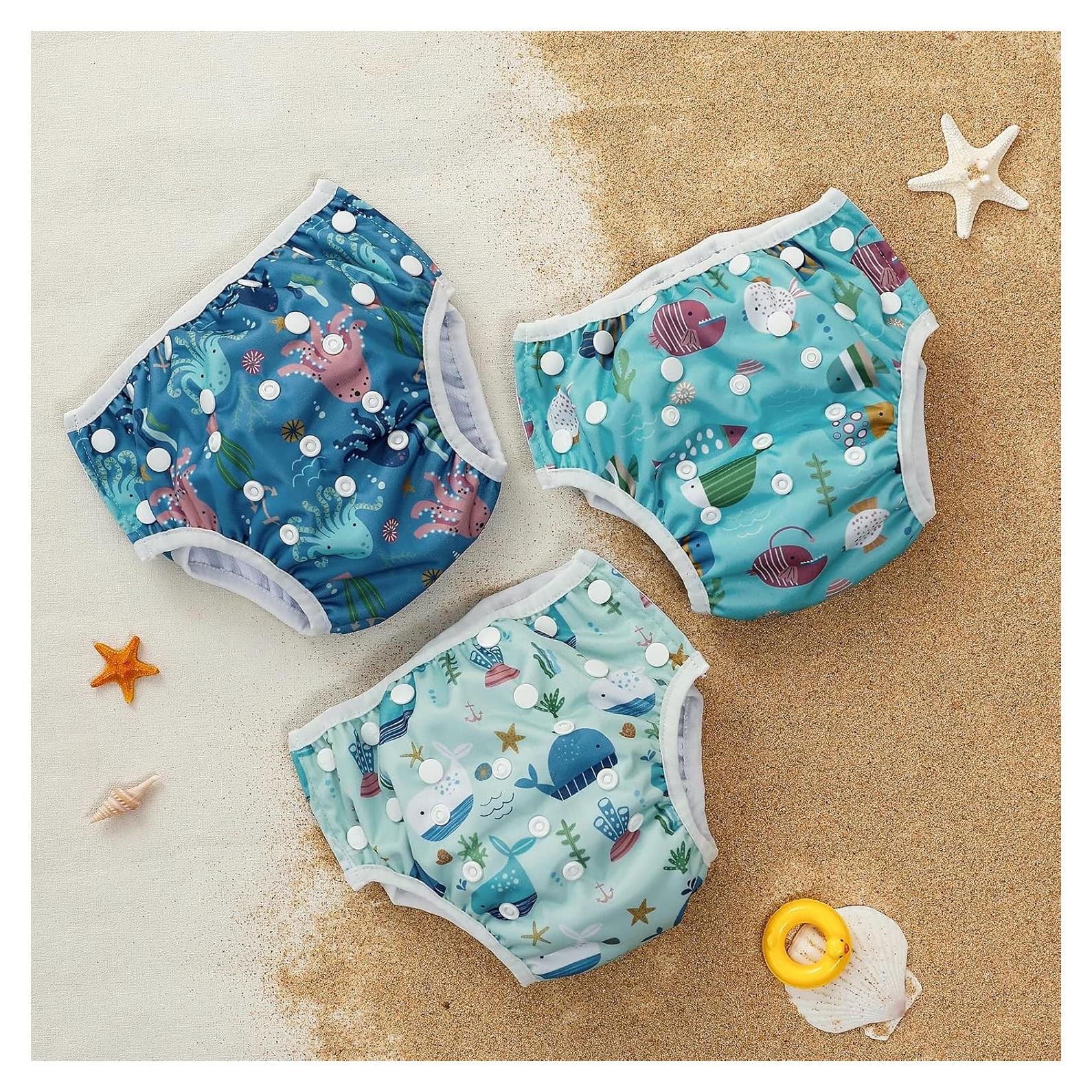 Pañales de Natación HappyFlute Reutilizables Azul Océano 0-3 Años