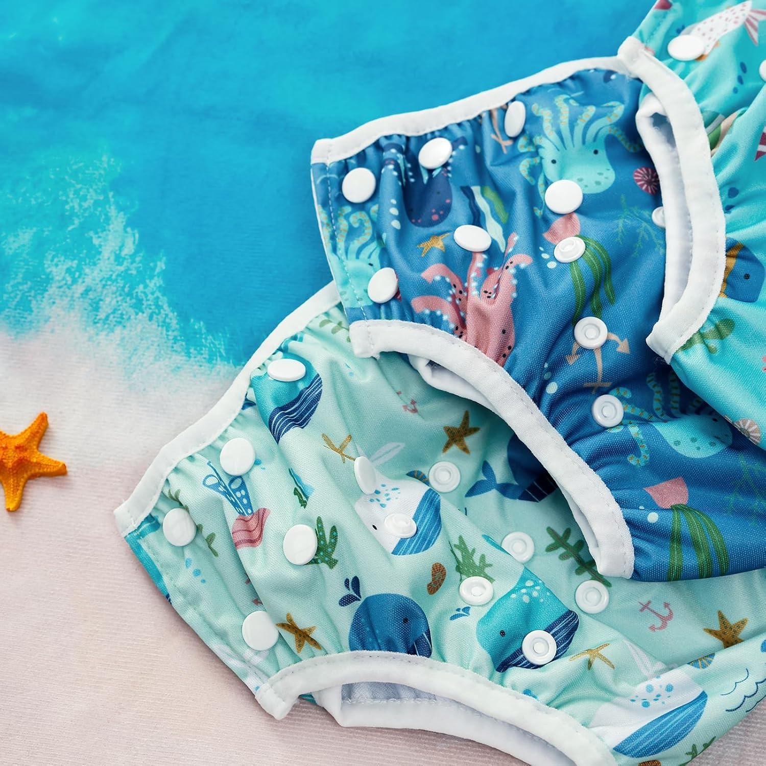 Pañales de Natación HappyFlute Reutilizables Azul Océano 0-3 Años