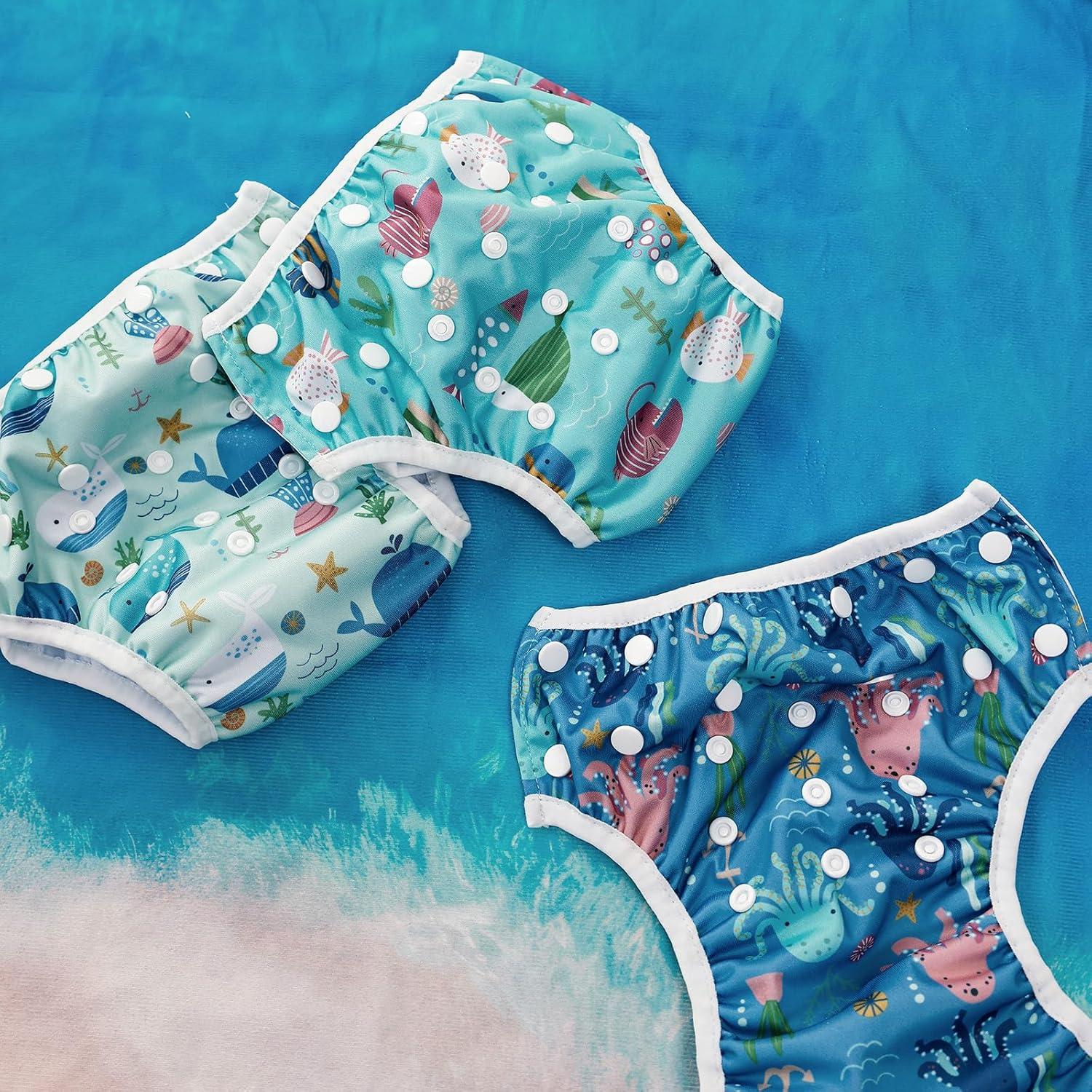 Pañales de Natación HappyFlute Reutilizables Azul Océano 0-3 Años