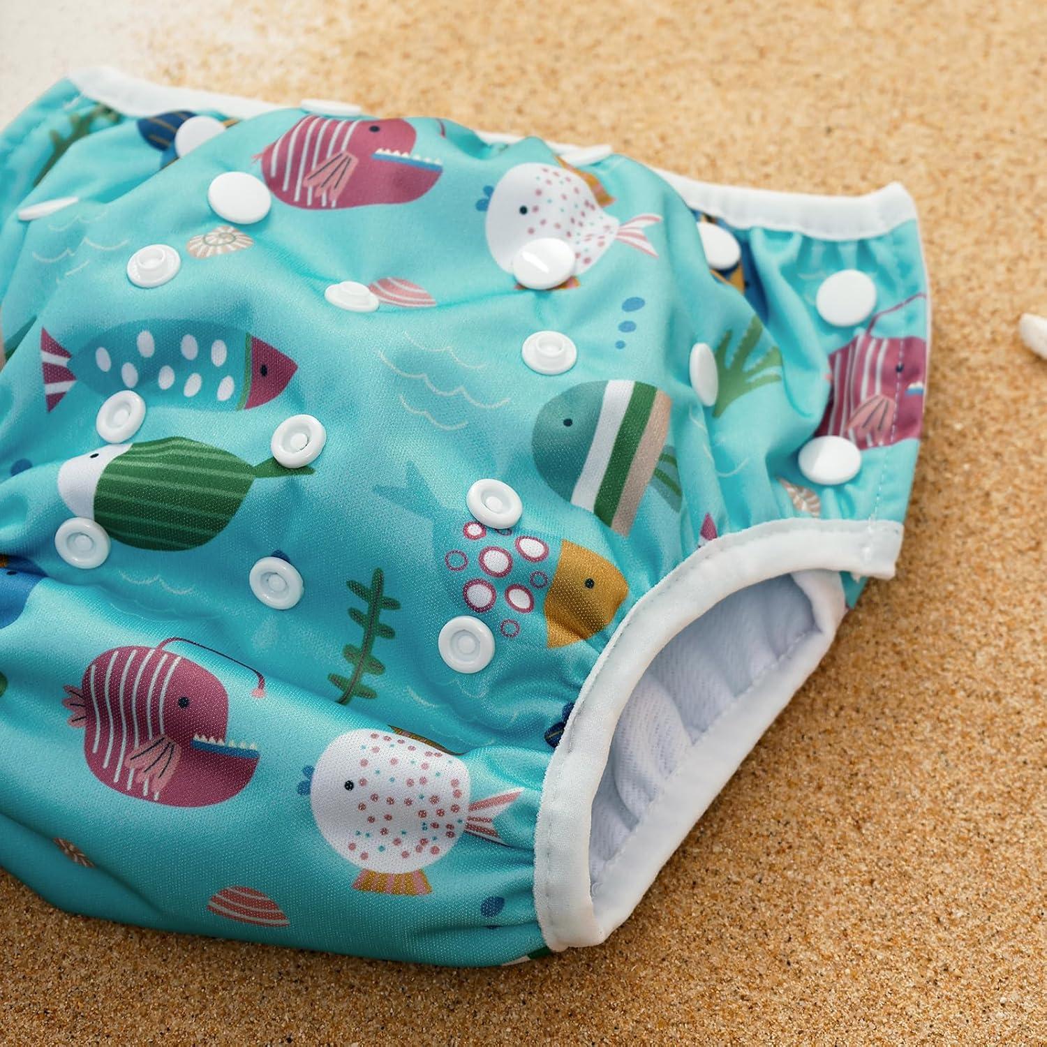 Pañales de Natación HappyFlute Reutilizables Azul Océano 0-3 Años