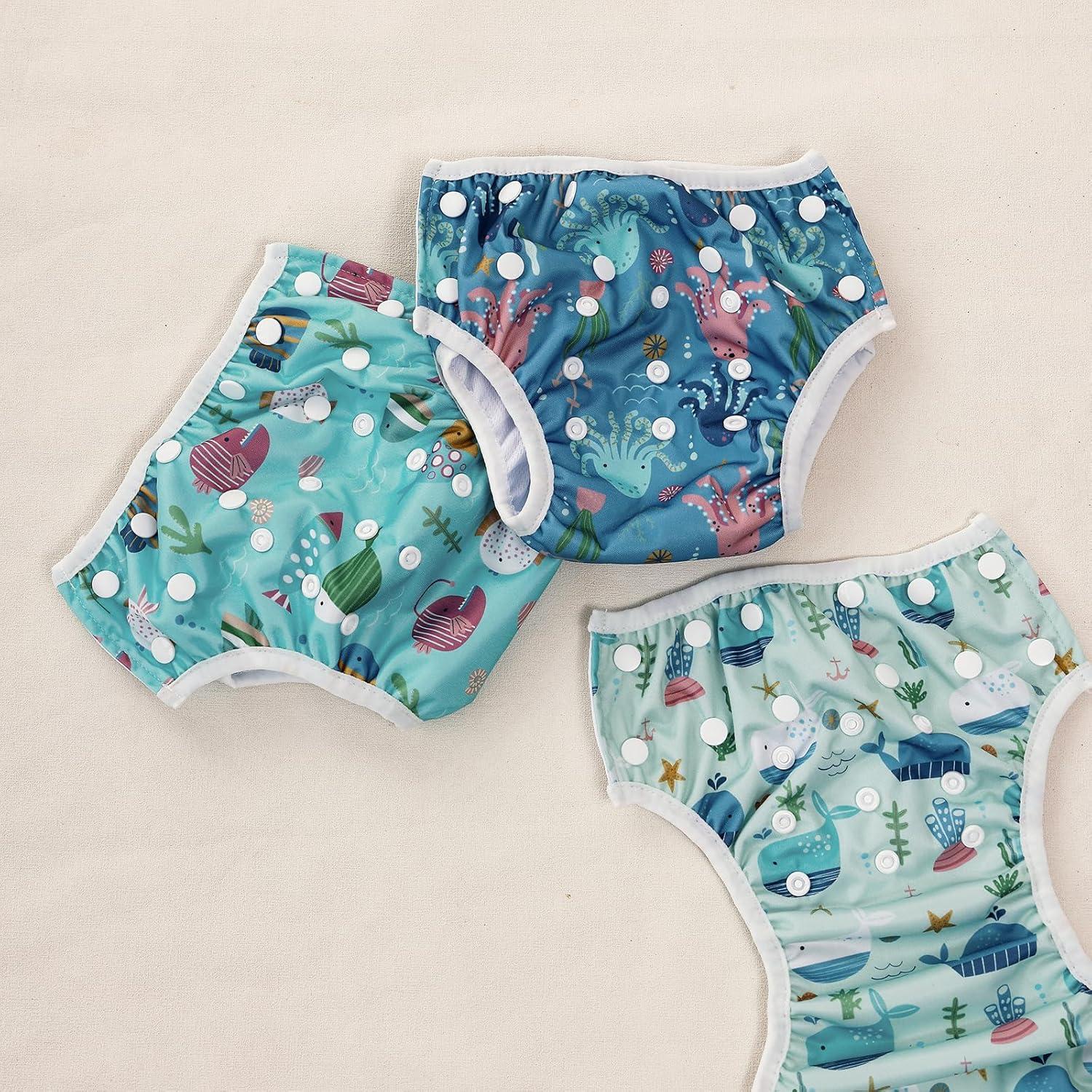 Pañales de Natación HappyFlute Reutilizables Azul Océano 0-3 Años