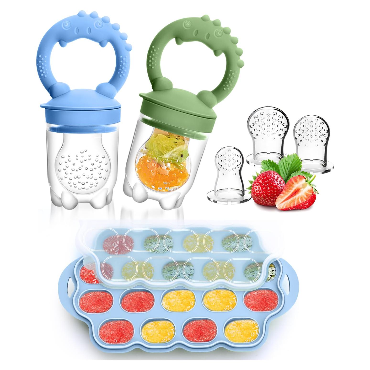 Alimentador de Frutas Silicona Tohecu + Moldes Popsicle 2 Pzs