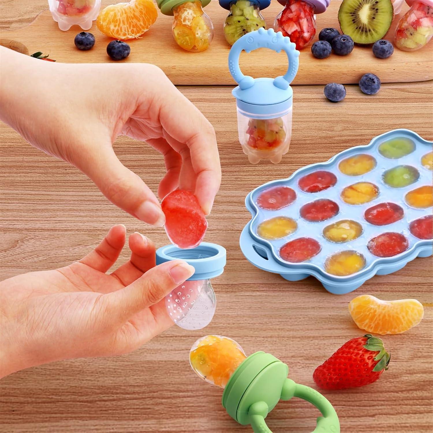 Alimentador de Frutas Silicona Tohecu + Moldes Popsicle 2 Pzs