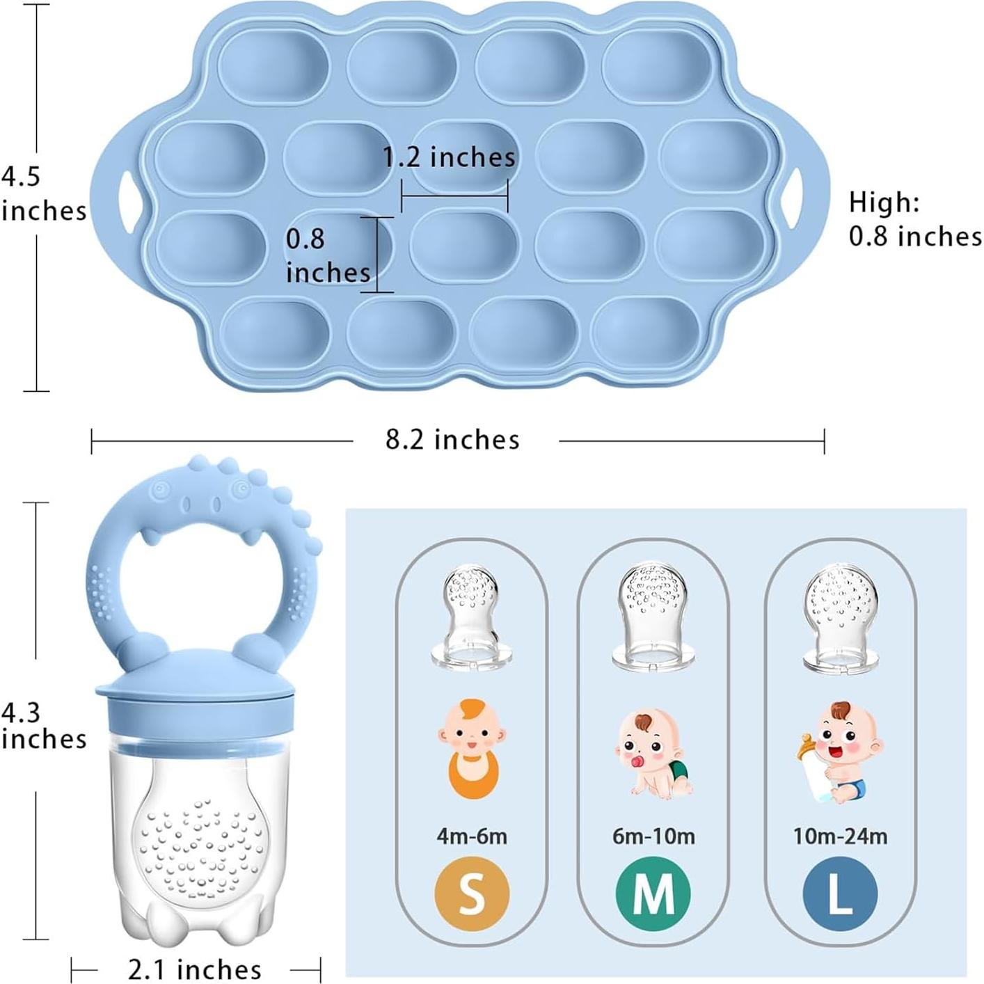 Alimentador de Frutas Silicona Tohecu + Moldes Popsicle 2 Pzs