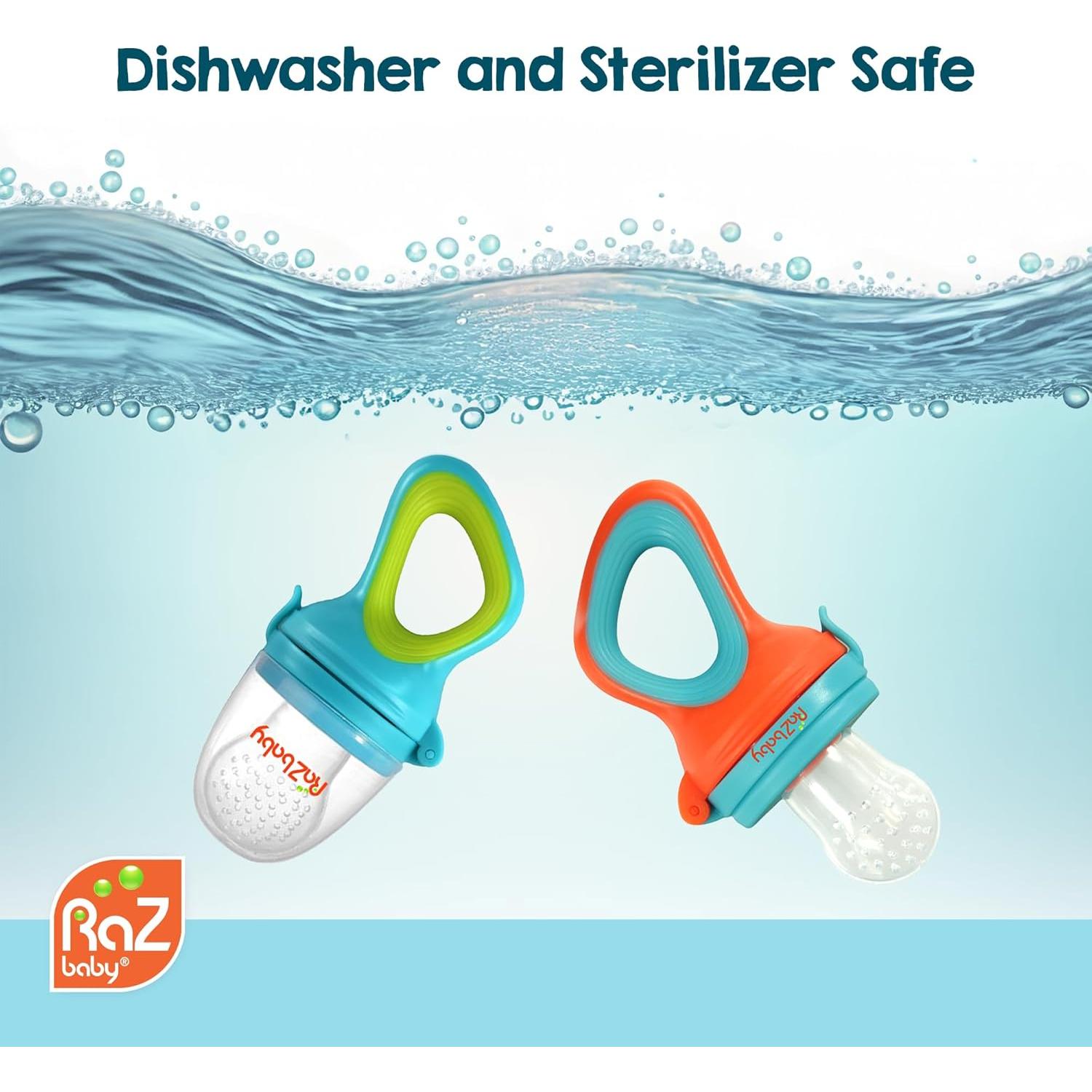 Alimentador de Sólidos RaZbaby 2 Piezas Azul y Naranja - Libre de BPA