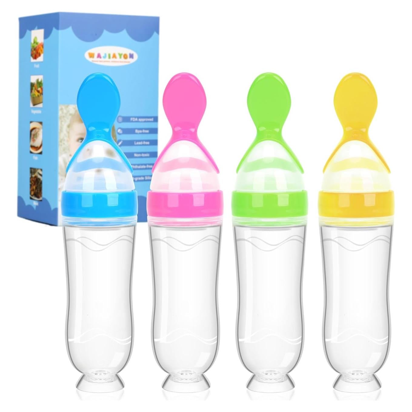 Dispensador de Comida para Bebés 4 Pack Cucharas Silicona 3 oz