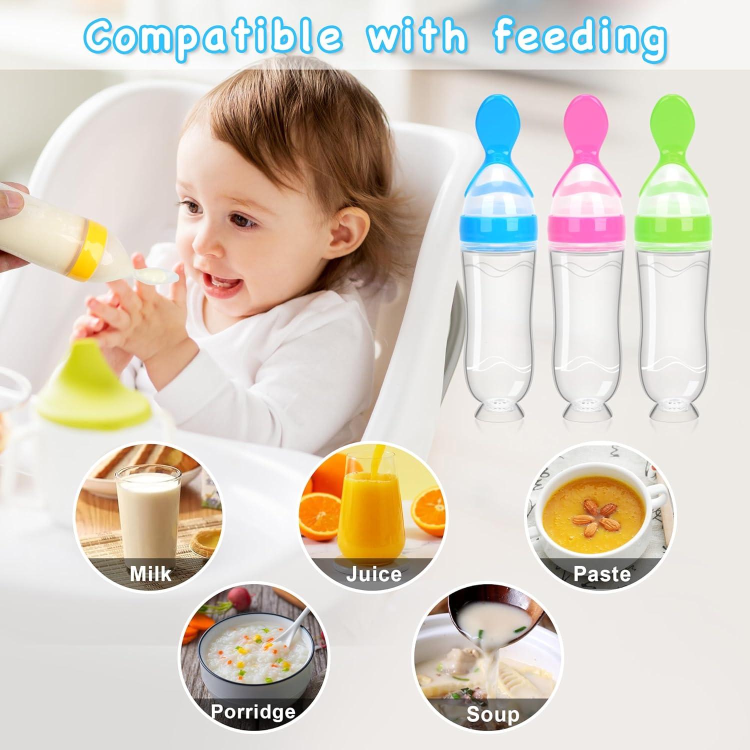 Dispensador de Comida para Bebés 4 Pack Cucharas Silicona 3 oz