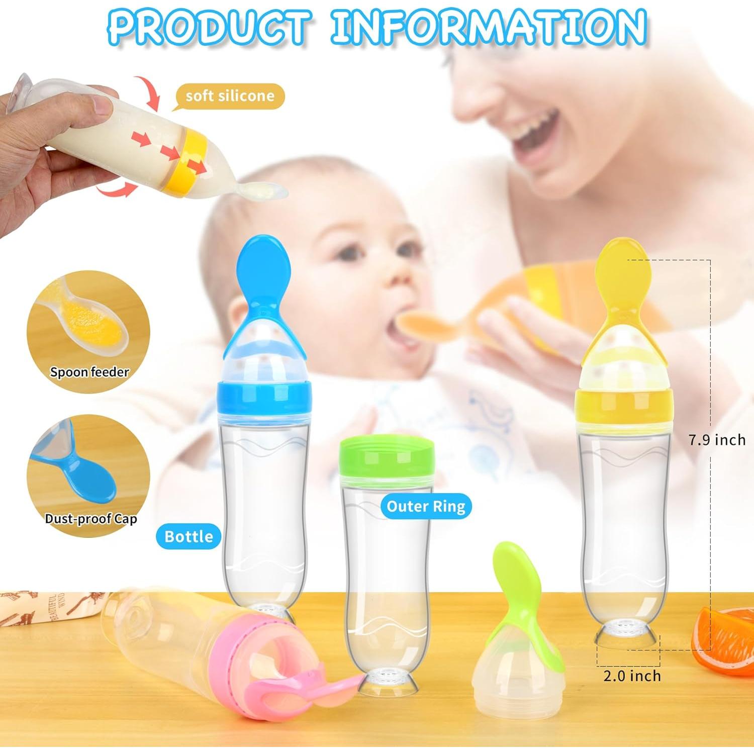 Dispensador de Comida para Bebés 4 Pack Cucharas Silicona 3 oz