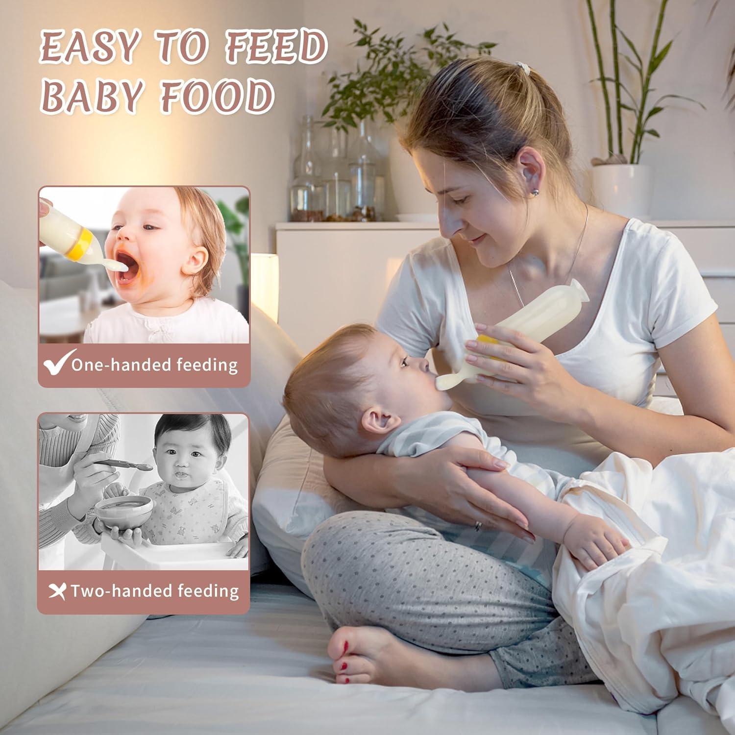 Dispensador de Comida para Bebés 4 Pack Cucharas Silicona 3 oz