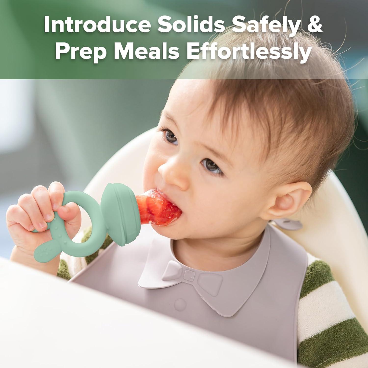 Combo Alimentador de Frutas y Moldes Popsicle Haakaa Verde