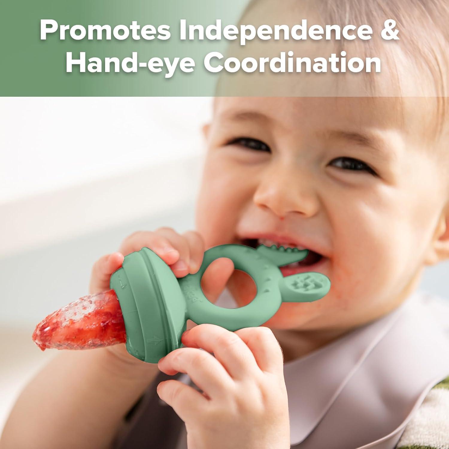 Combo Alimentador de Frutas y Moldes Popsicle Haakaa Verde