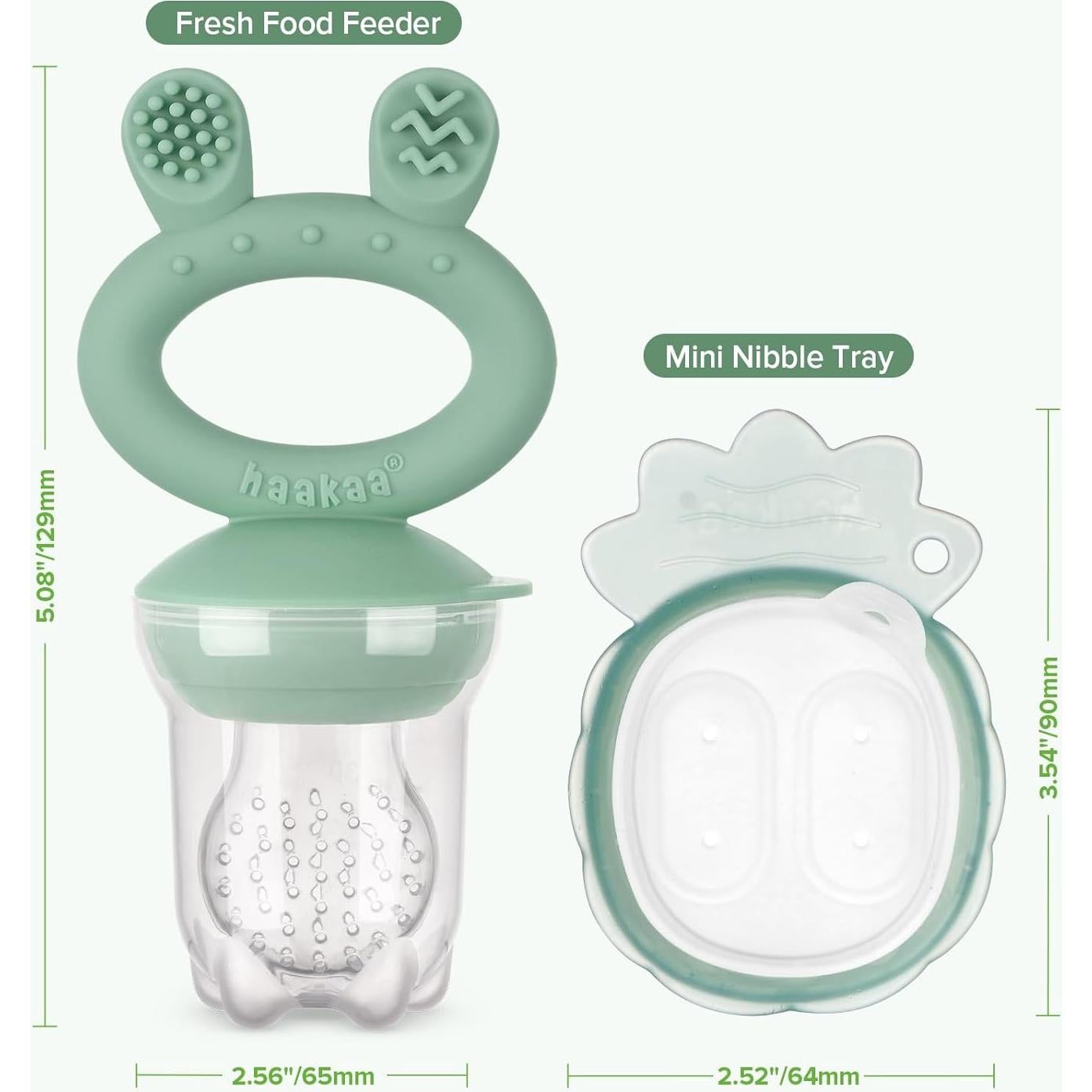 Combo Alimentador de Frutas y Moldes Popsicle Haakaa Verde