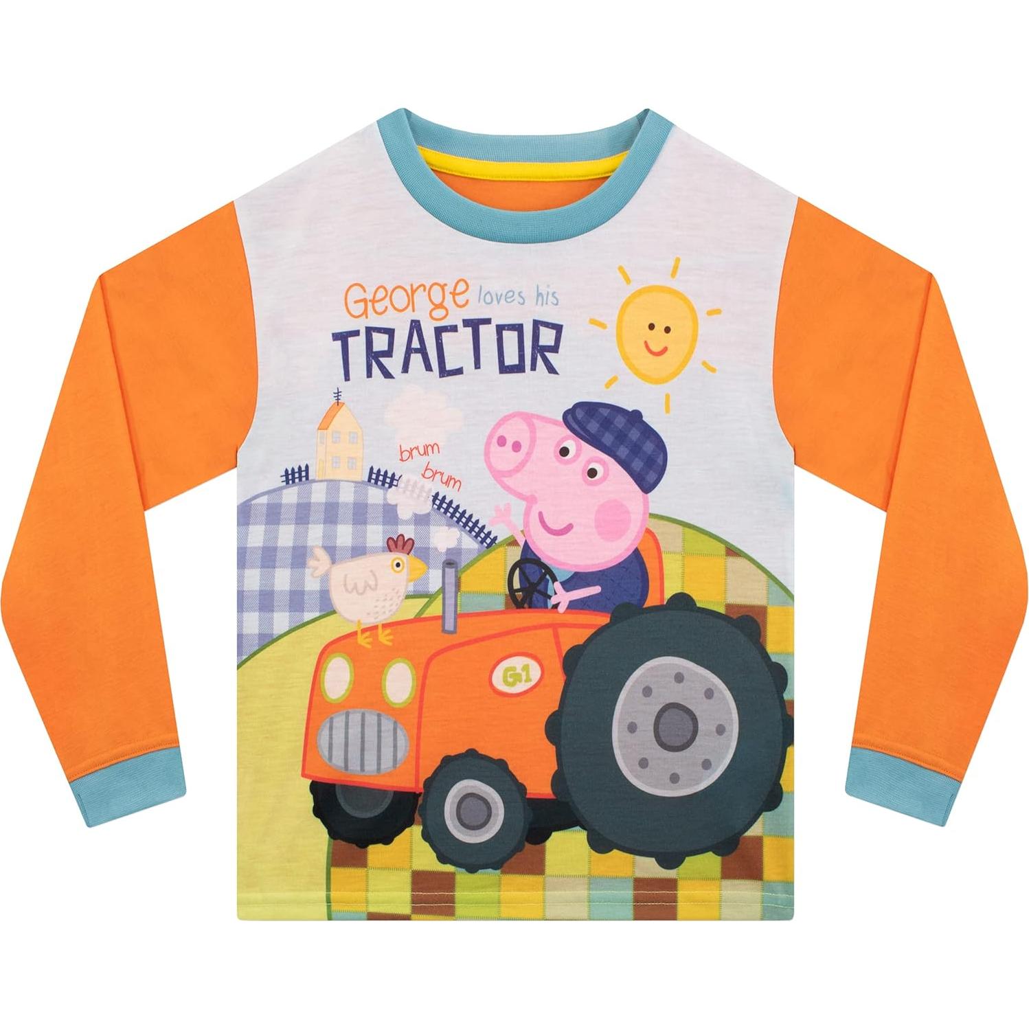 Pijamas George Pig para niños con tractor naranja 5 años