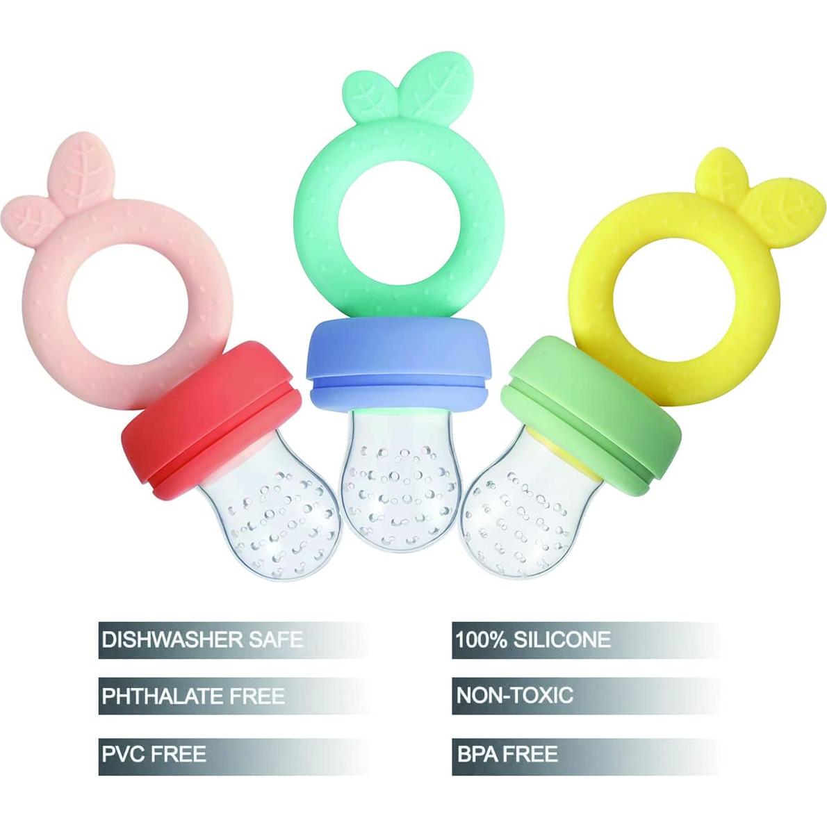 Alimentador de Frutas de Silicona PandaEar - 3 Piezas, Libre de BPA