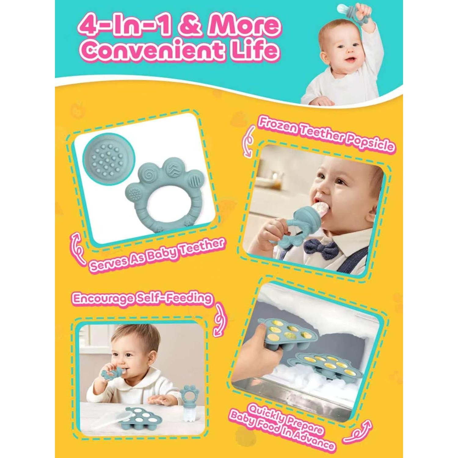 Moldes de Popsicle de Silicona para Bebés LOTBILL - Azul