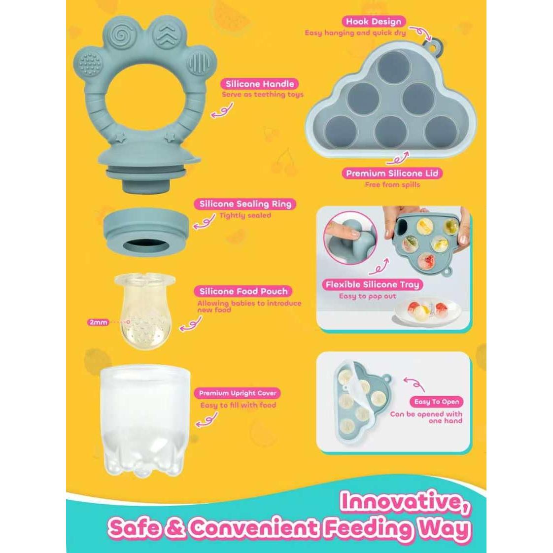 Moldes de Popsicle de Silicona para Bebés LOTBILL - Azul