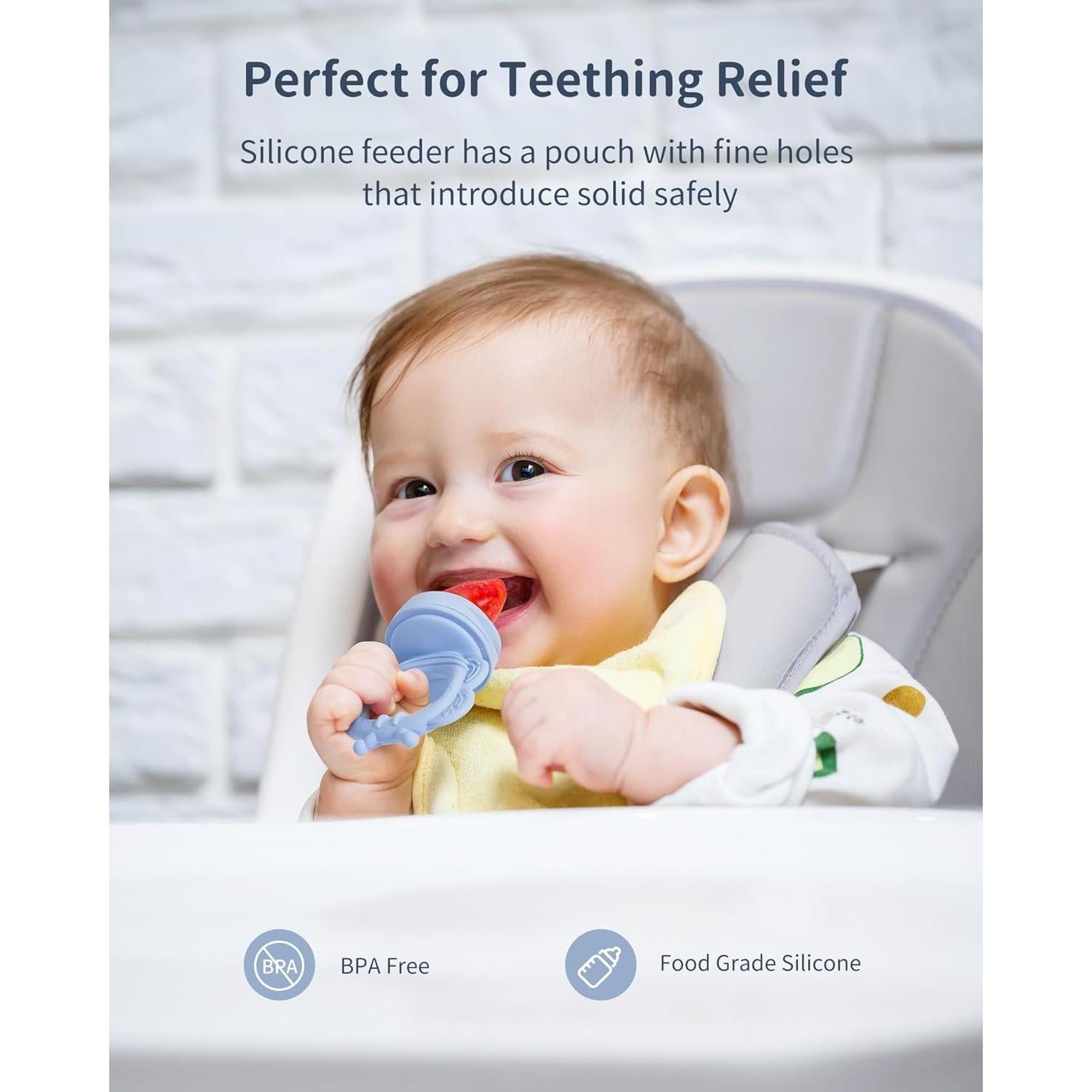 Alimentador de Frutas de Silicona Bebés 2 Piezas Azul