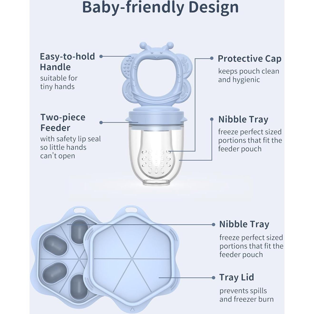 Alimentador de Frutas de Silicona Bebés 2 Piezas Azul