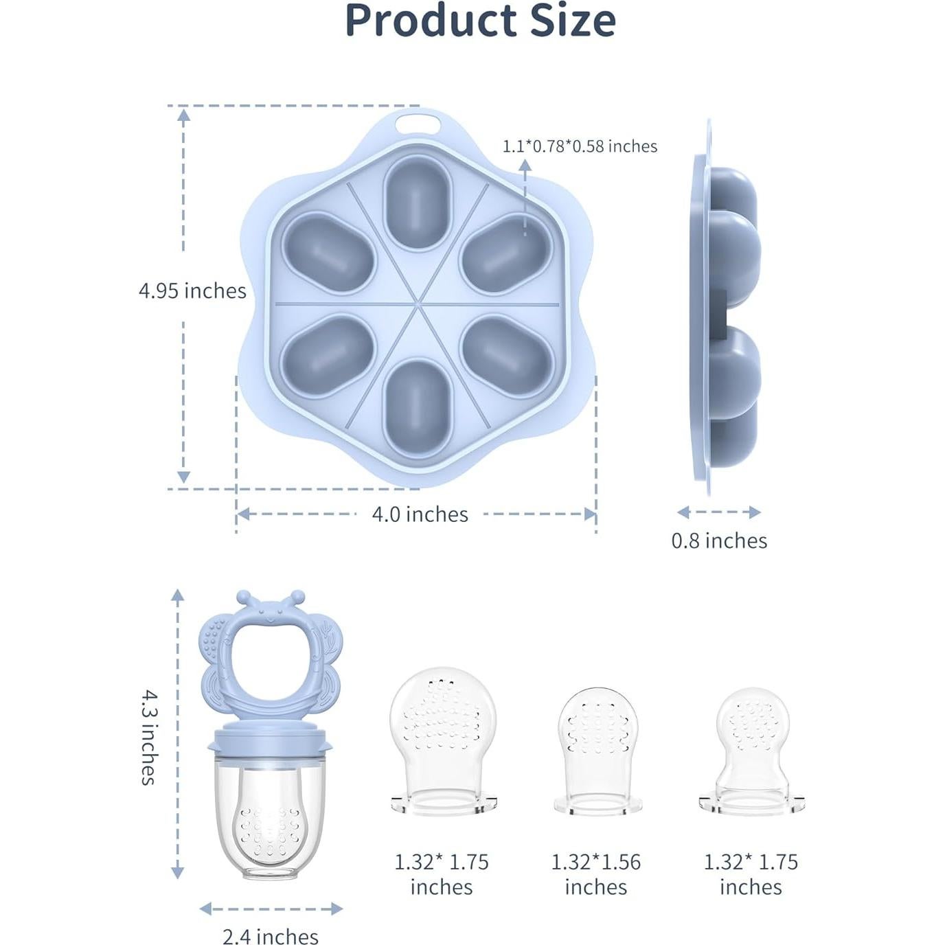Alimentador de Frutas de Silicona Bebés 2 Piezas Azul