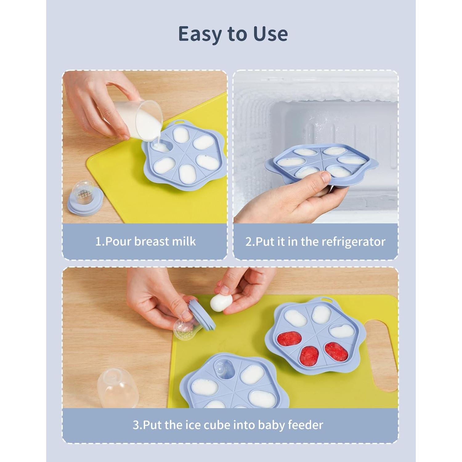 Alimentador de Frutas de Silicona Bebés 2 Piezas Azul