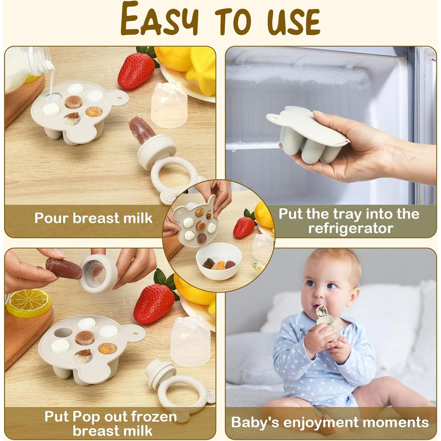 Moldes de Popsicle de Leche Materna y Alimentador de Frutas WAJIAYON