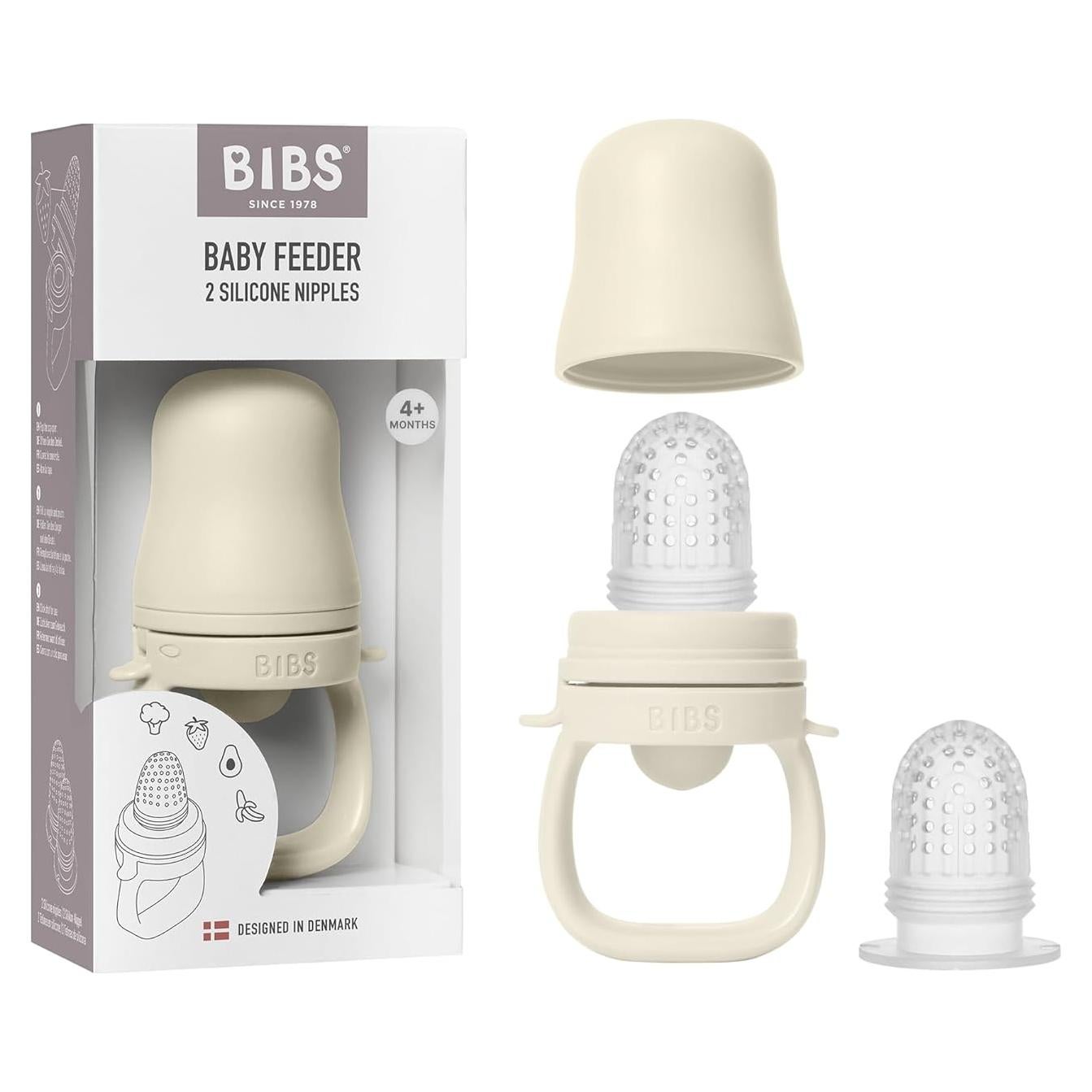 Alimentador para Bebés BIBS con 2 Tetinas de Silicona - Marfil