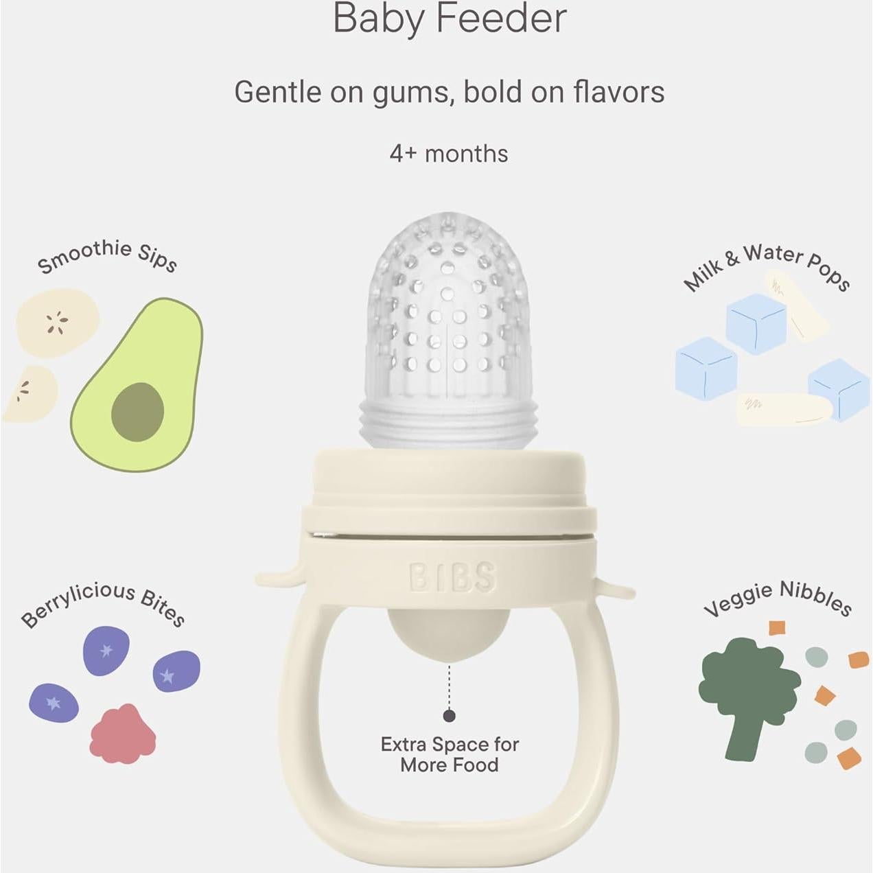 Alimentador para Bebés BIBS con 2 Tetinas de Silicona - Marfil