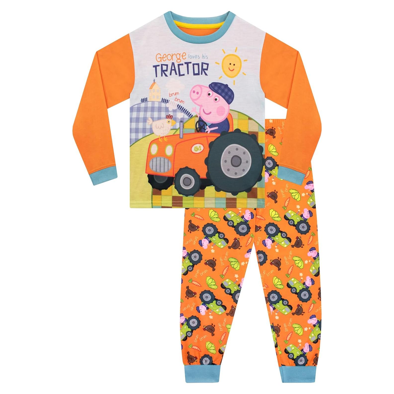 Pijamas George Pig para niños con tractor naranja 2 años