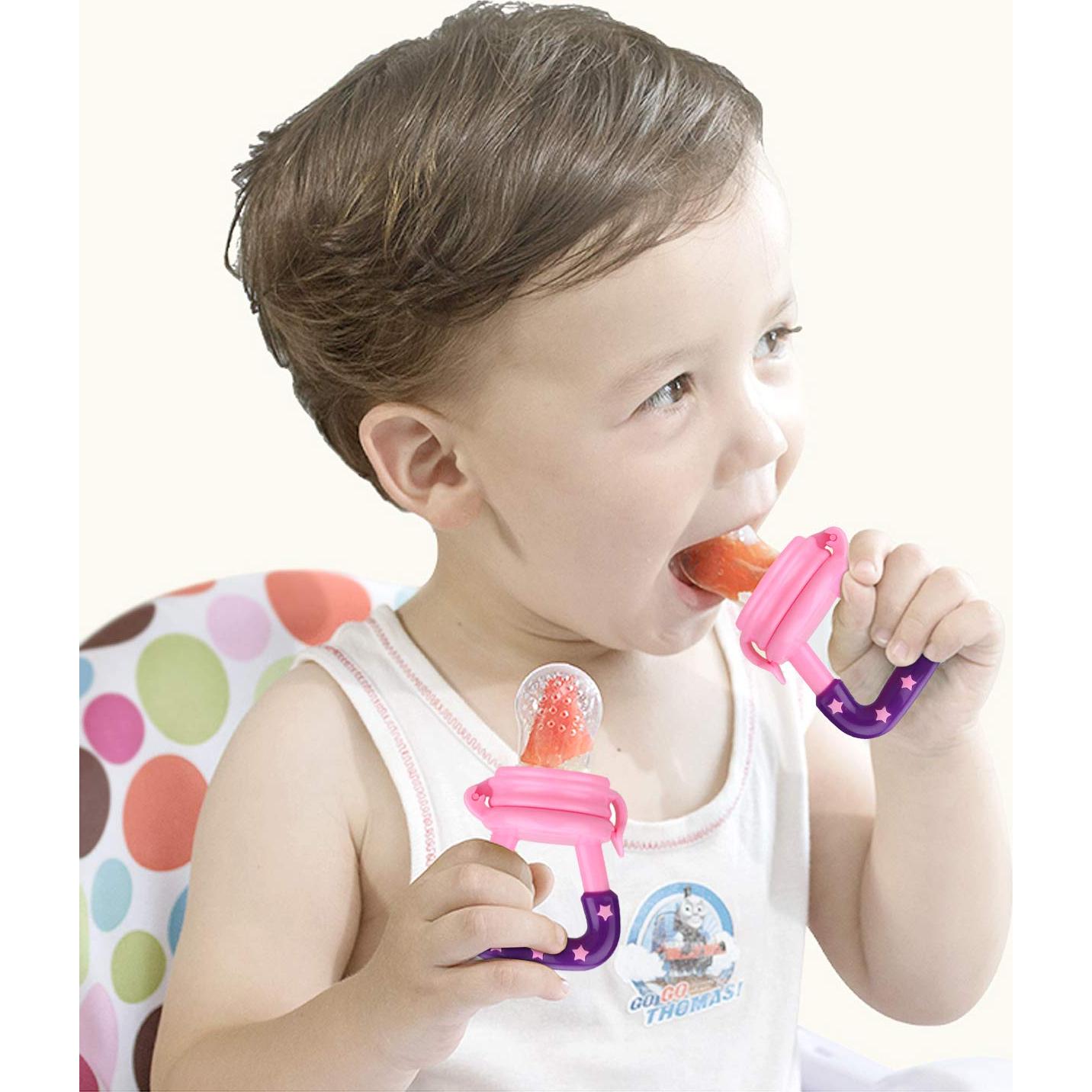 Alimentador de Comida para Bebés Jallysia 3 Tamaños Silicona Rosa