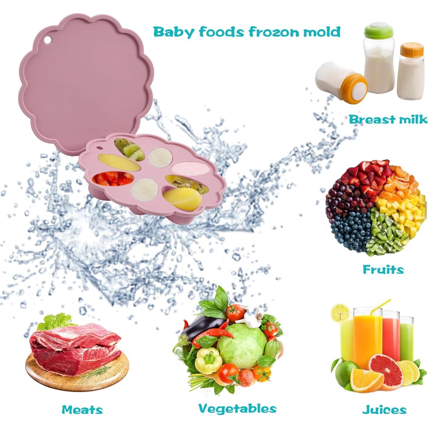 Breast Milk Popsicle Mold Silicone Baby Fruit Food Feeder Pacifier with Cover,Baby Food Containers for Toddler Teething Includes Pacifier Clips and Anti Loss Chain 4 Month+ - Pink