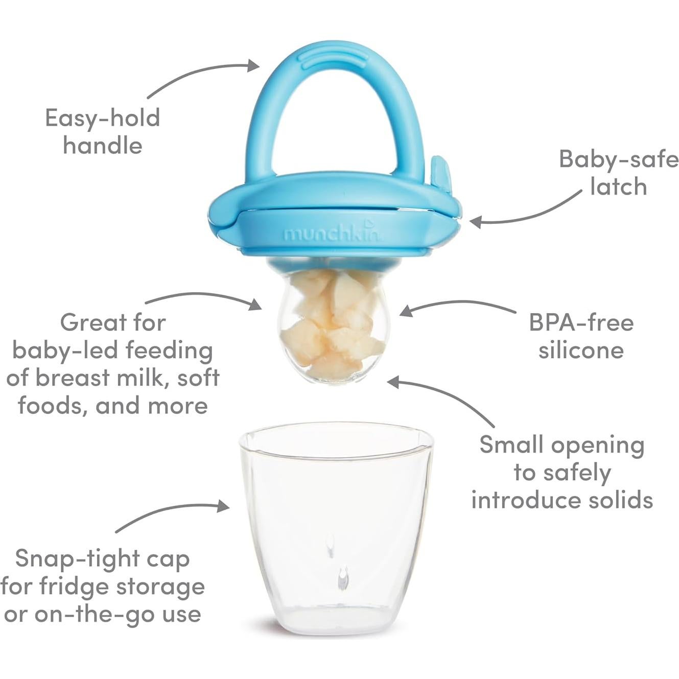 Alimentador de Silicona Munchkin para Bebés - 2 Piezas Azul/Menta