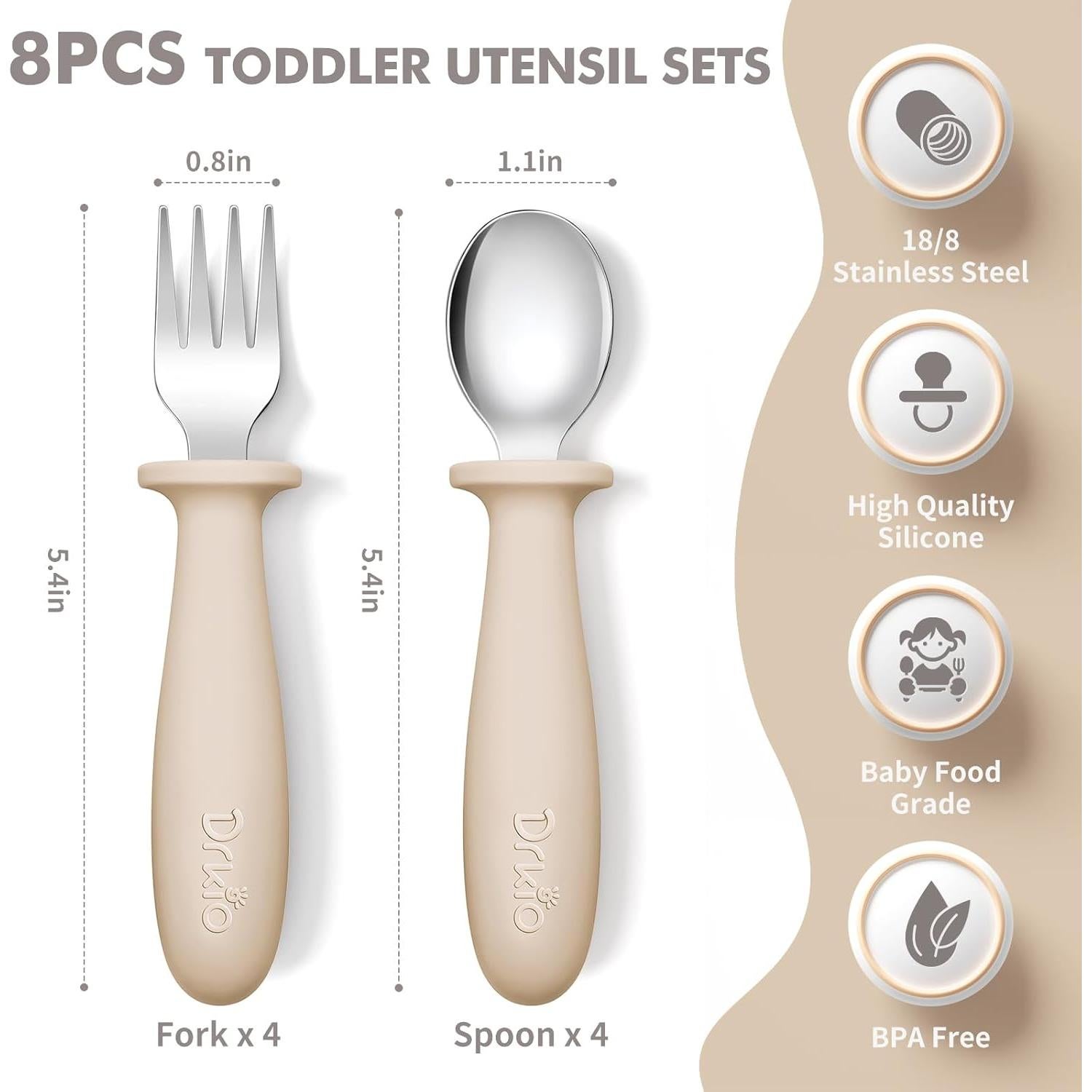 Set de Utensilios para Niños DRKIO 8 Piezas Acero Inoxidable
