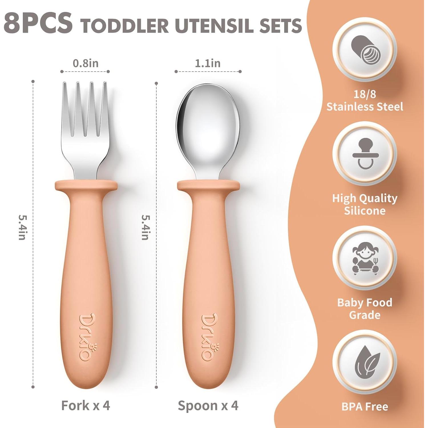 Set de Utensilios para Niños DRKIO 8 Piezas Acero Inoxidable