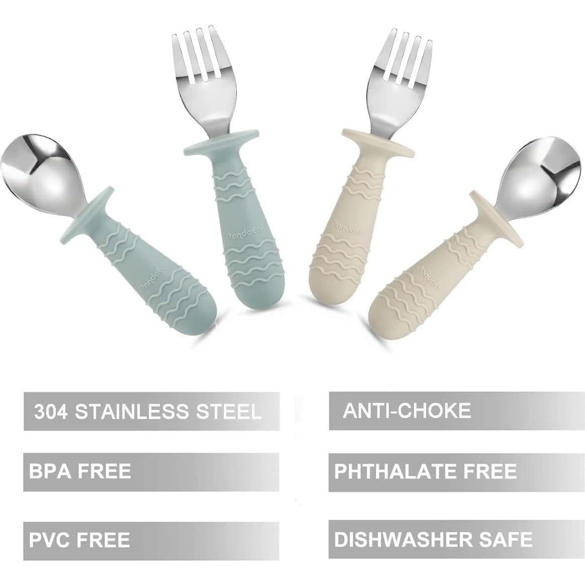 Set de Utensilios de Acero Inoxidable PandaEar para Bebés 4 Piezas