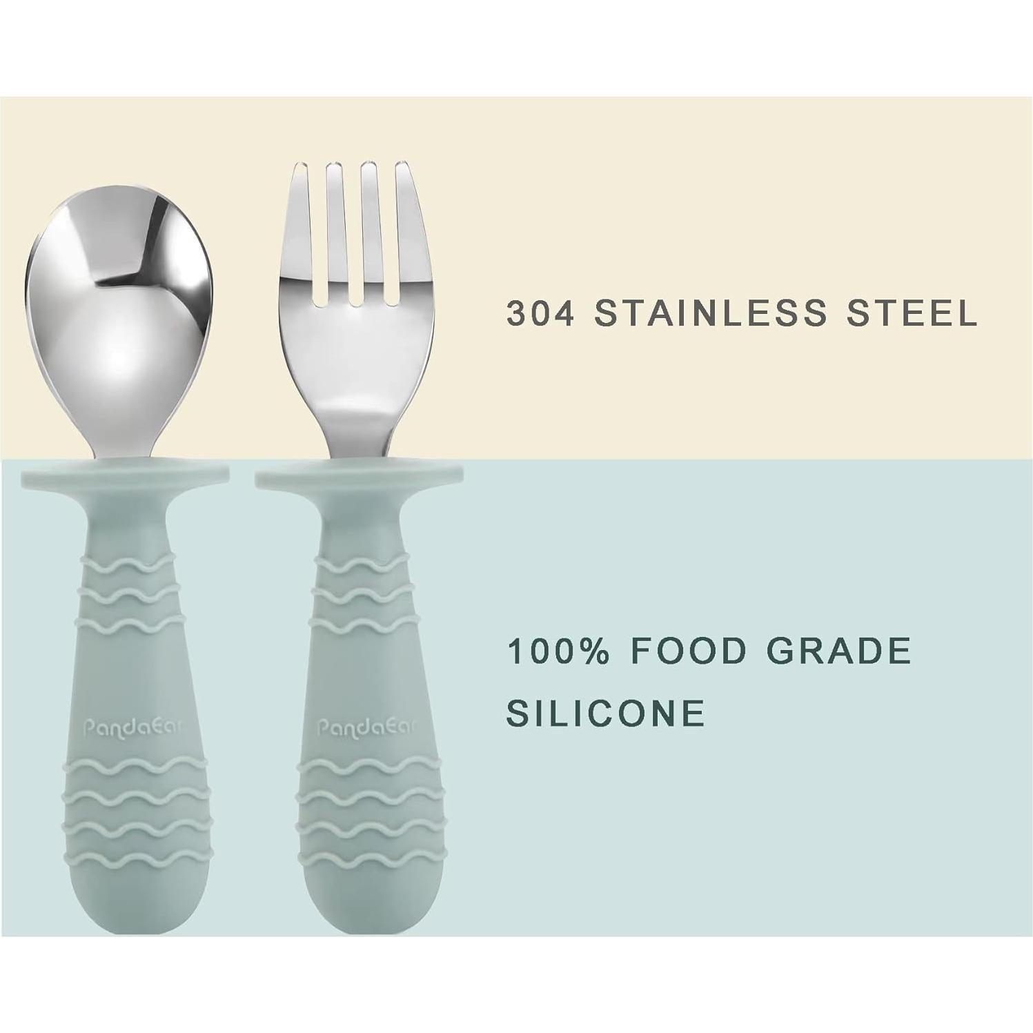 Set de Utensilios de Acero Inoxidable PandaEar para Bebés 4 Piezas