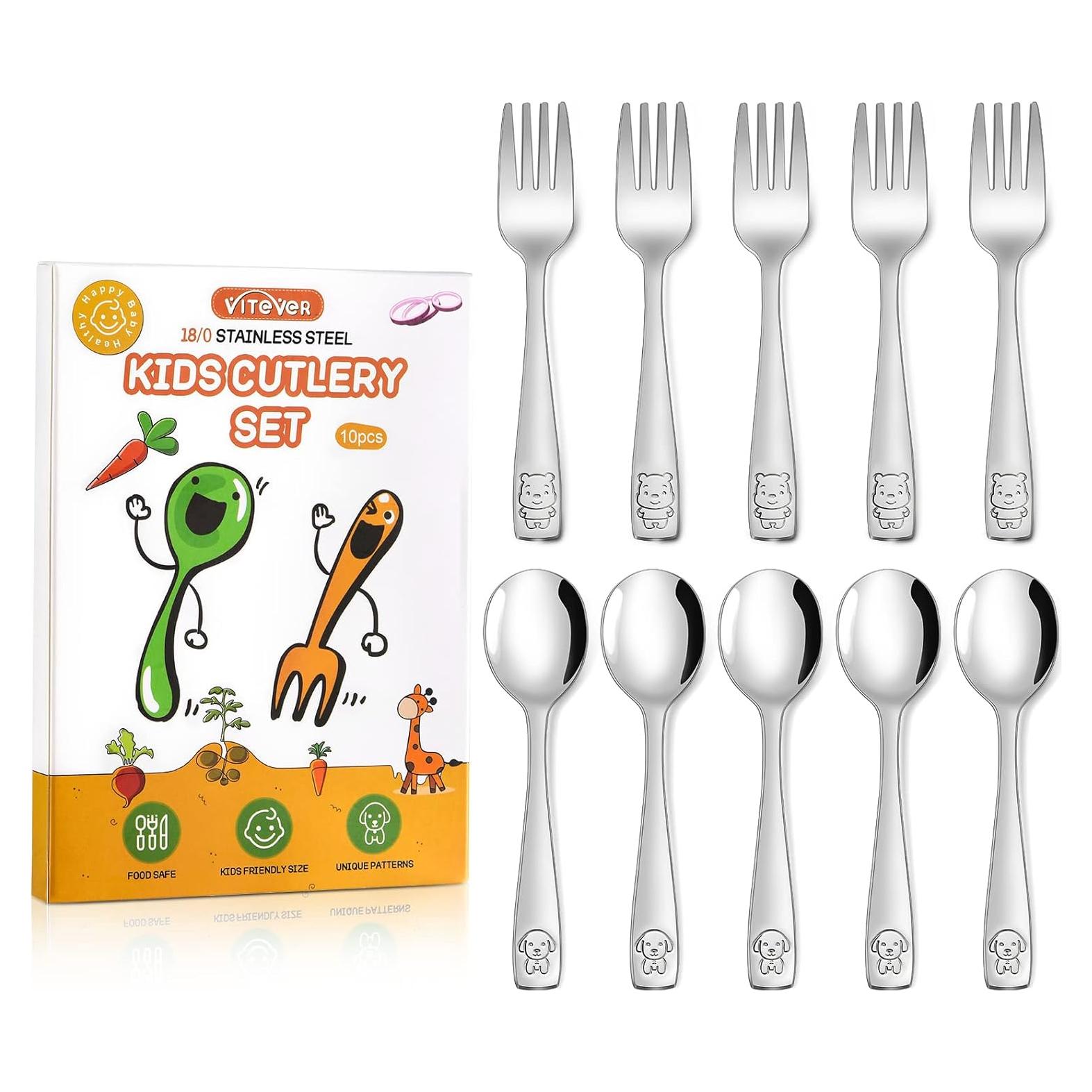 Juego de Utensilios para Niños VITEVER 10 Piezas Acero Inoxidable
