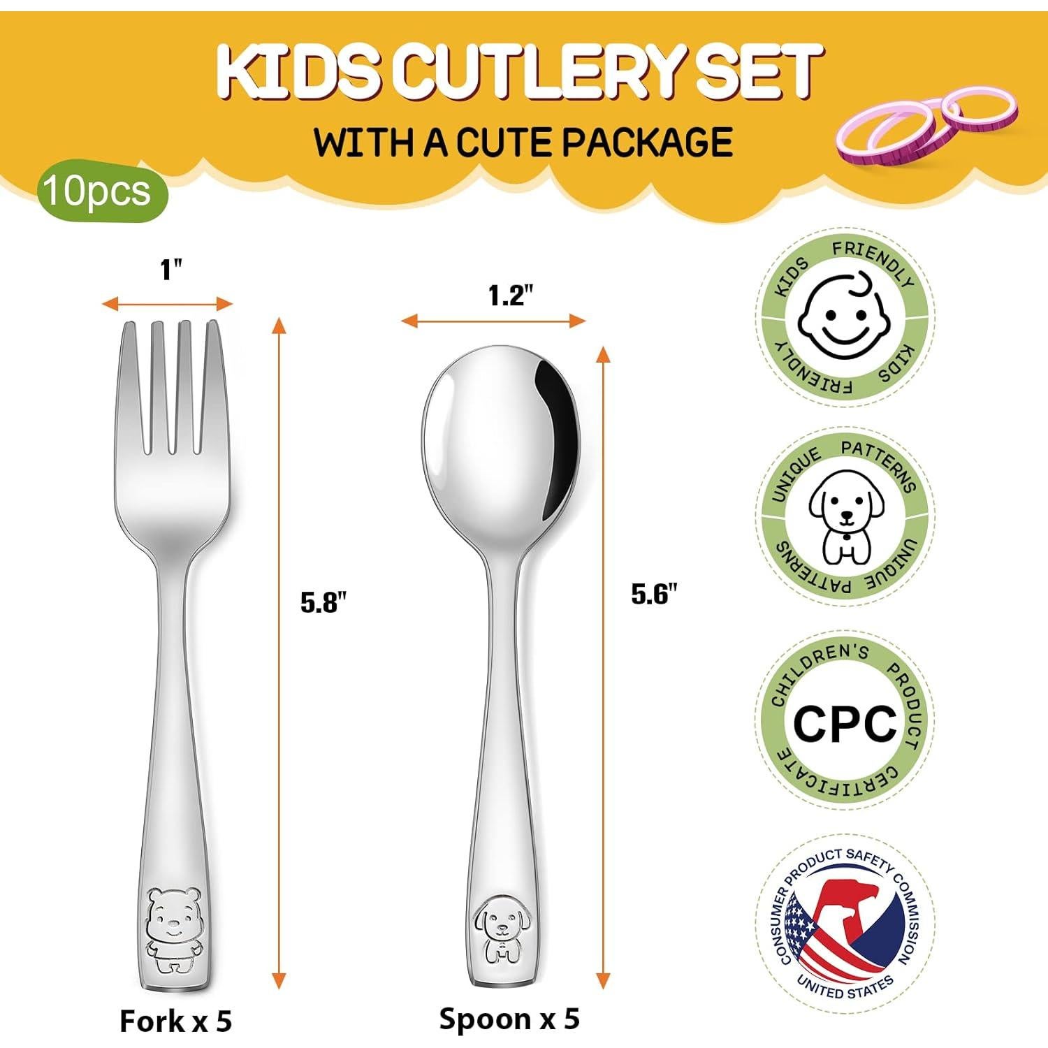 Juego de Utensilios para Niños VITEVER 10 Piezas Acero Inoxidable