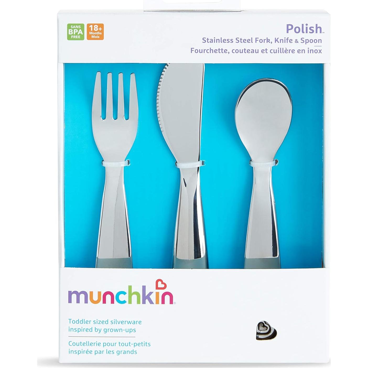 Utensilios de Acero Inoxidable Munchkin para Niños - 3 Piezas