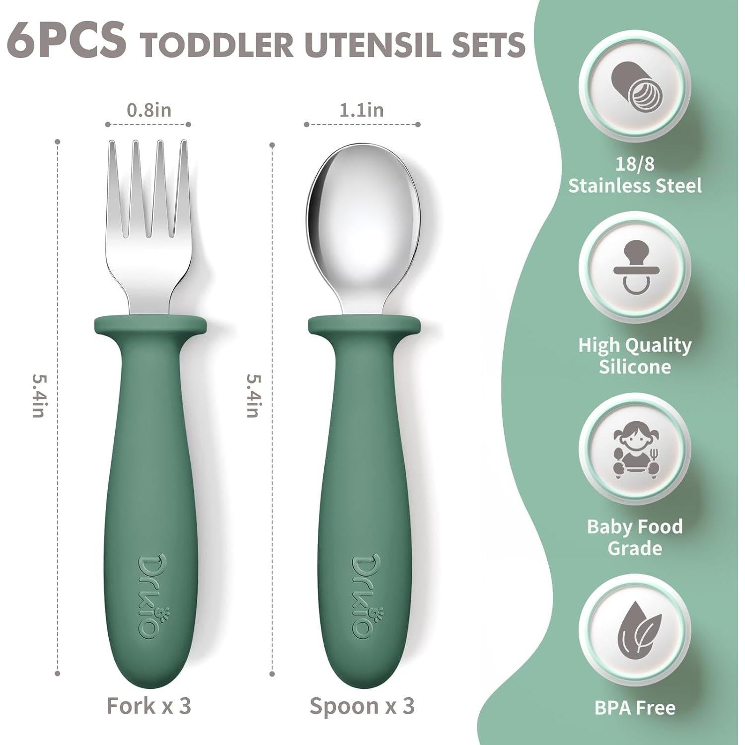 Set de Utensilios para Niños DRKIO 6 Piezas Acero Inoxidable