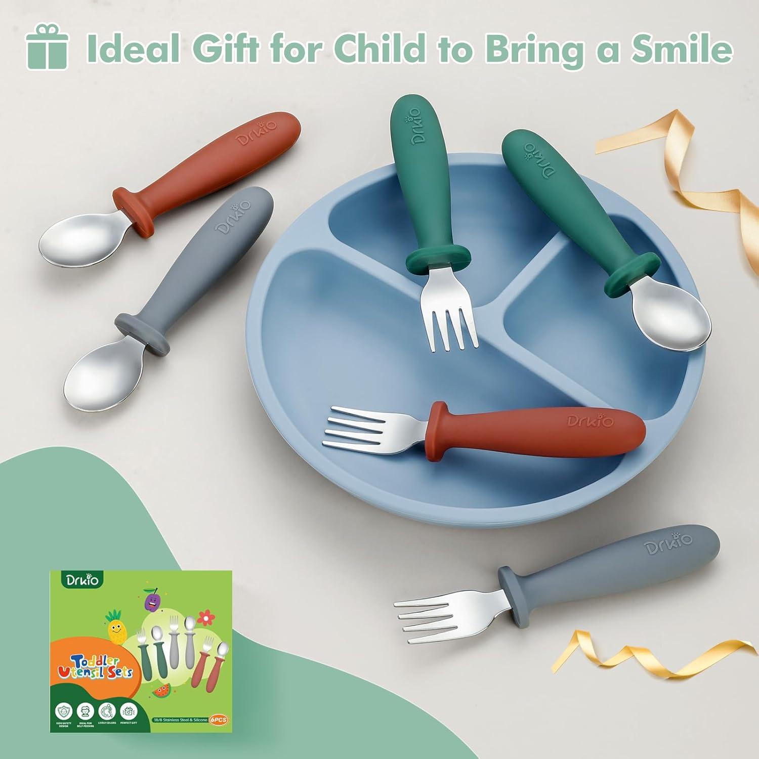 Set de Utensilios para Niños DRKIO 6 Piezas Acero Inoxidable