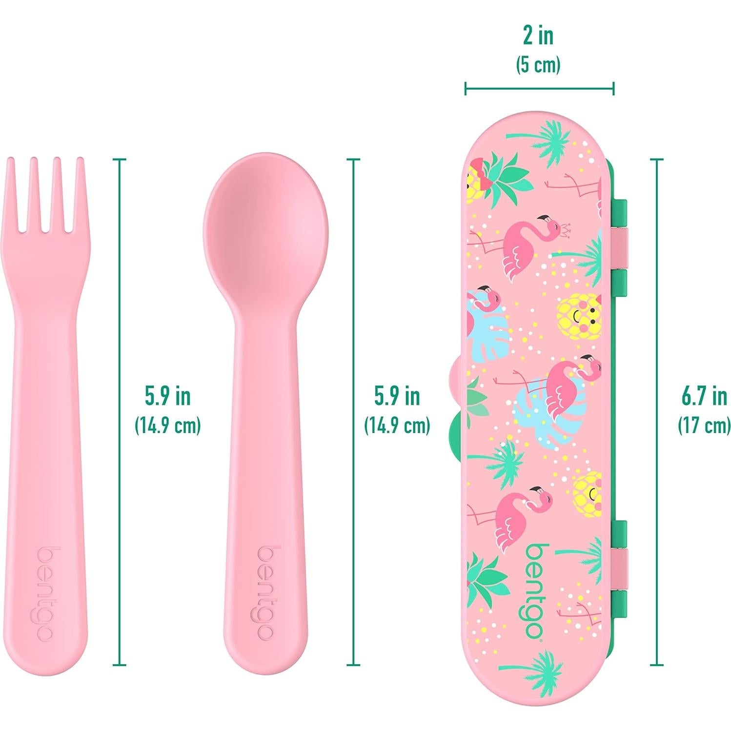 Juego de Utensilios Reutilizables Bentgo Kids - Tenedor y Cuchara Tropical